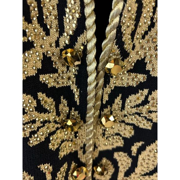 St.John Evening Collection Jacket  Marie Gray size 4 Black embroidered Gold Sant - Picture 7 of 9